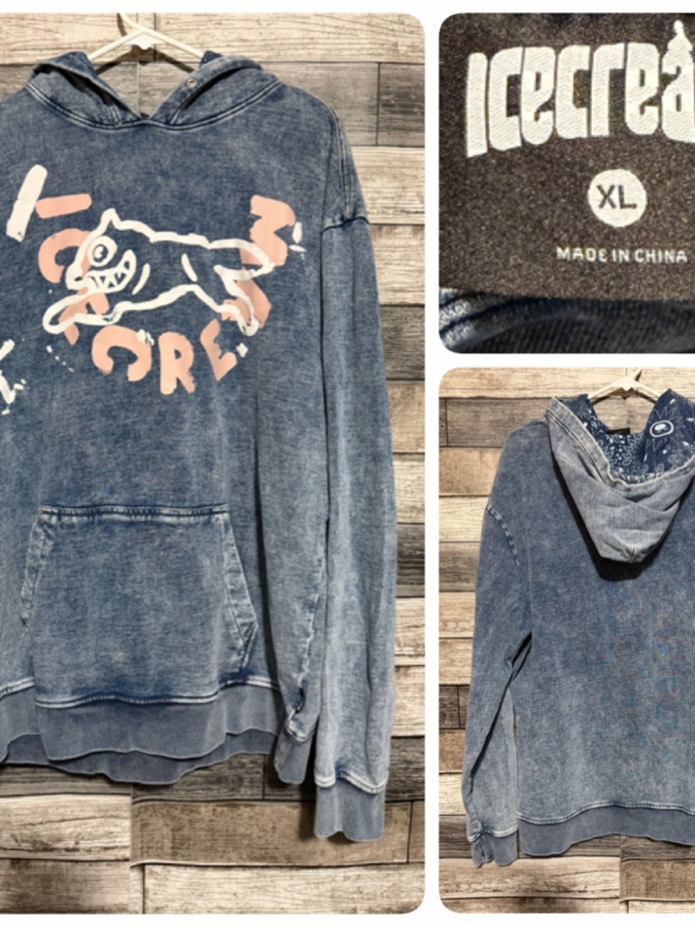 Icecream Hoodie Sweatshirt Men’s XL Blue Billionaire Boys Club Pullover Graphic